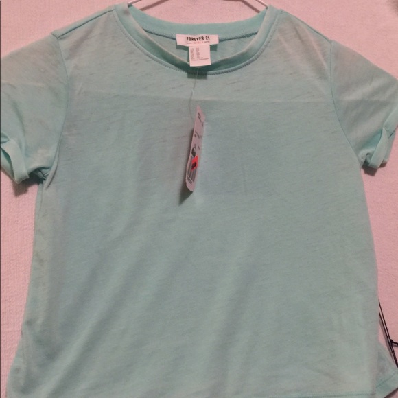 Forever 21 Girls Mint Sheer Short Sleeve 5/6 Shirt - Picture 7 of 13